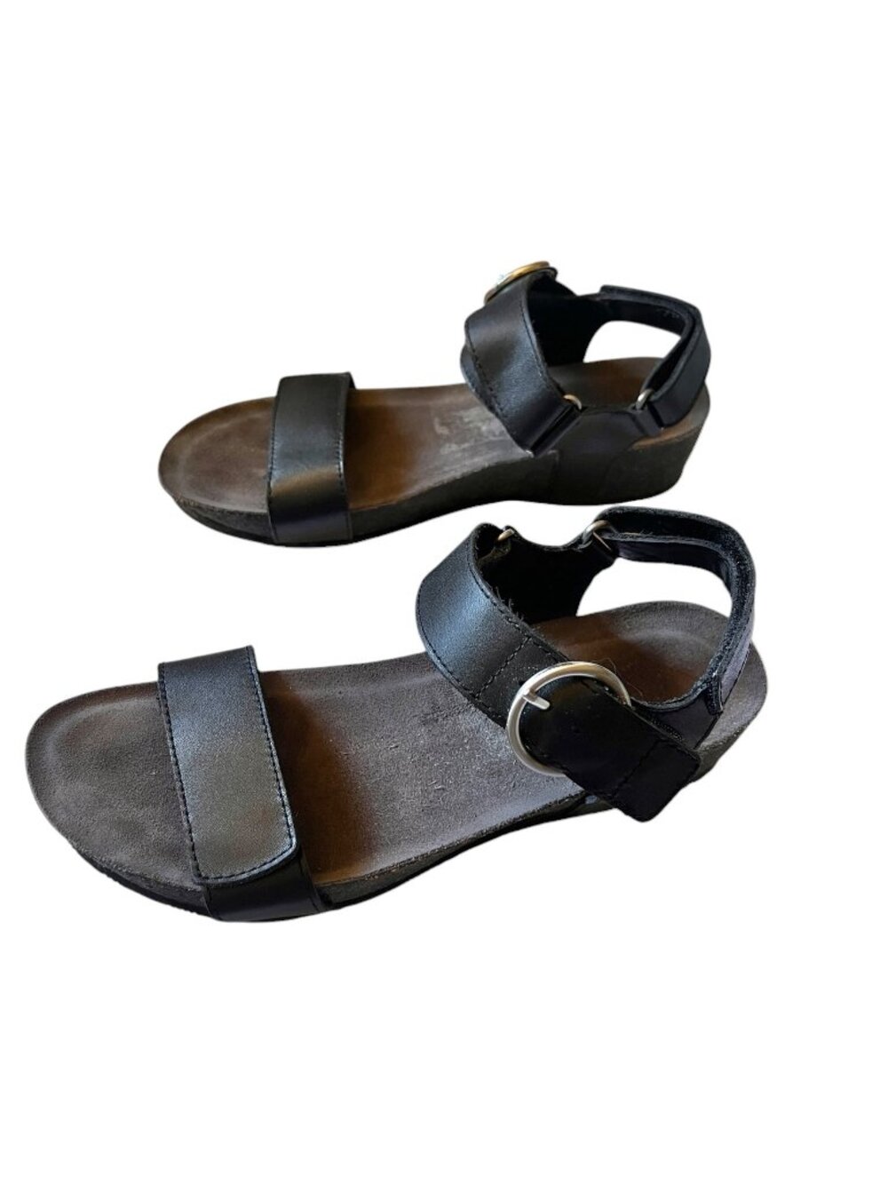 Munro Women's Sinatra Sandals Size 8.5 M Black Wedge Arch Support Cushioned